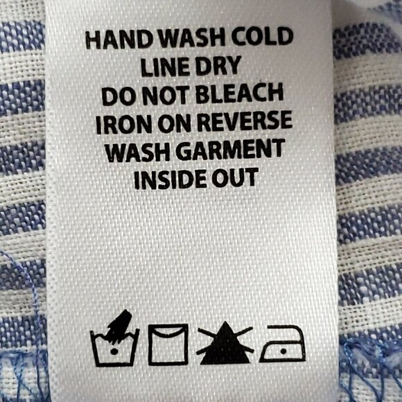 Spartina 449 Striped V-Neck Linen Tassel Blouse With Yellow Accents Size Medium - Picture 11 of 12